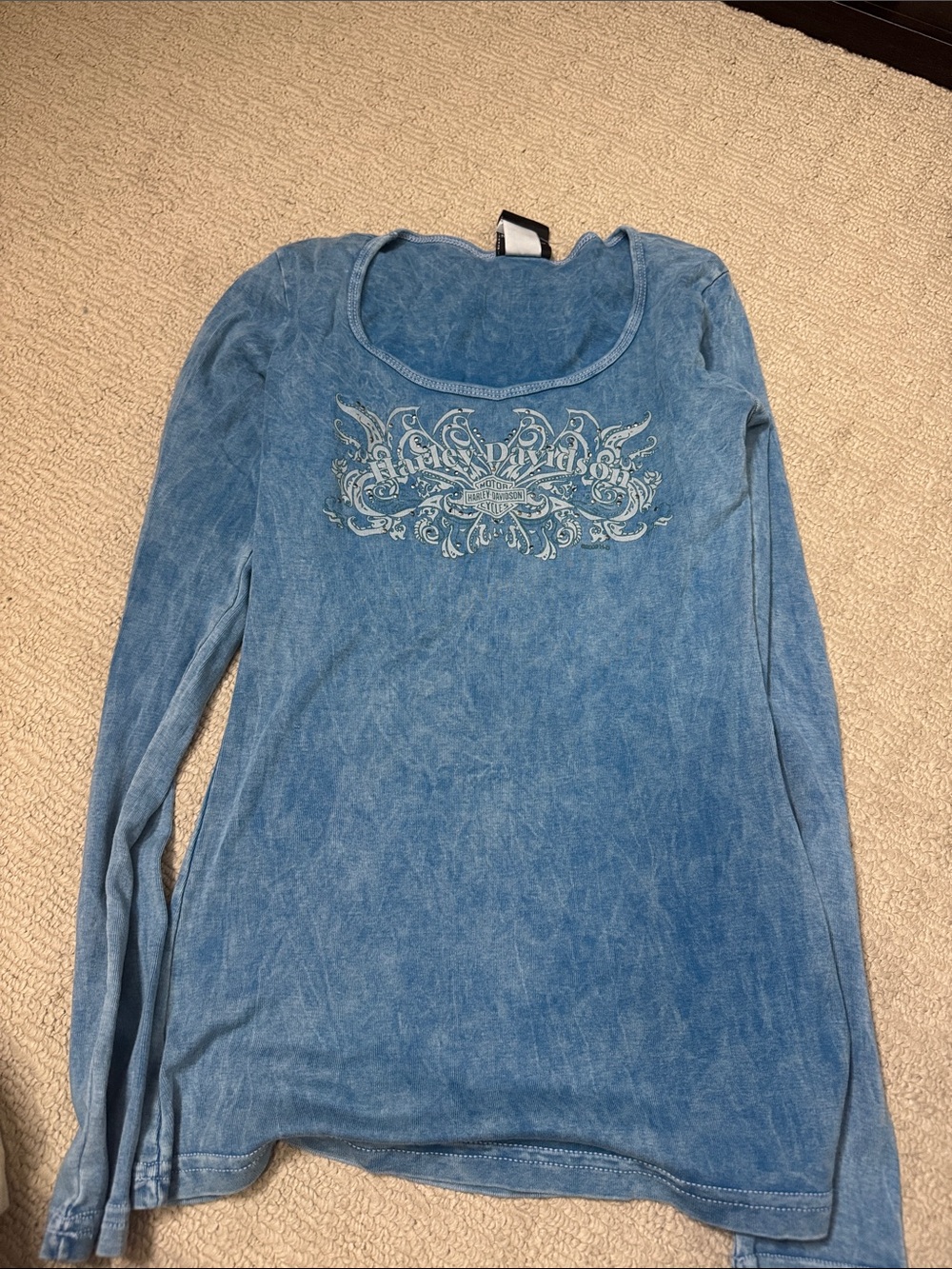 Harley-Davidson Blue Long-Sleeve Scoop Neck Graphic Tee